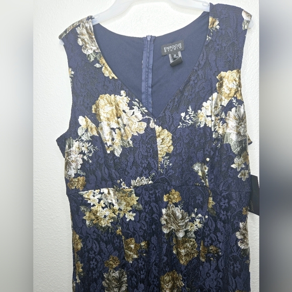 EnFocus Studio Navy blue Maxi dress with Floral design Sz 14 - Picture 9 of 13